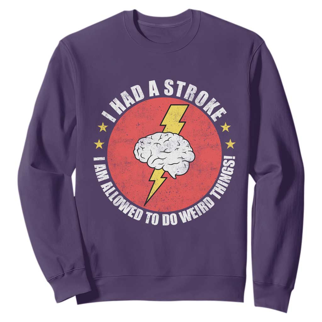 I Had A Stroke I Am Allowed To Do Weird Things Sweatshirt TS11 Purple Print Your Wear