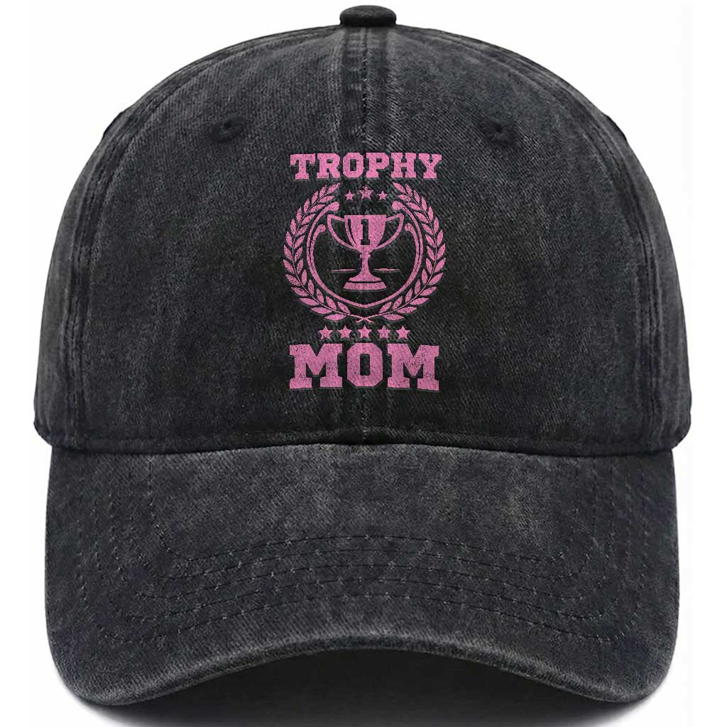 Trophy Mom Washed Cotton Baseball Cap Number One Mama Funny Mother's Day TS11 Print Your Wear