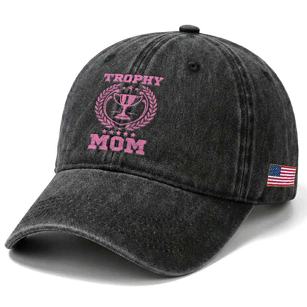 Trophy Mom Washed Cotton Baseball Cap Number One Mama Funny Mother's Day TS11 Print Your Wear