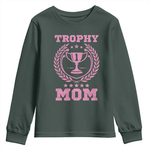 Trophy Mom Youth Sweatshirt Number One Mama Funny Mother's Day TS11 Dark Forest Green Print Your Wear