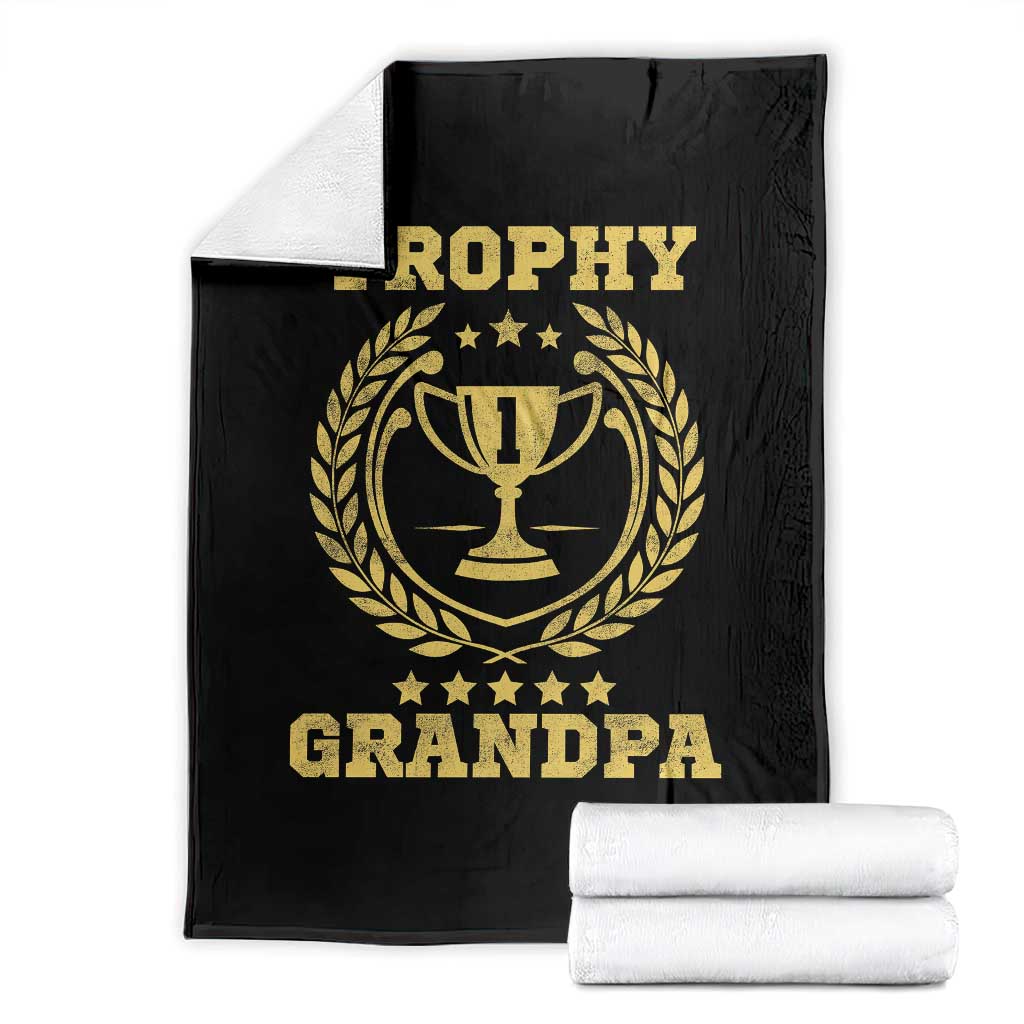 Trophy Grandpa Throw Blanket Funny Number One Grandfather