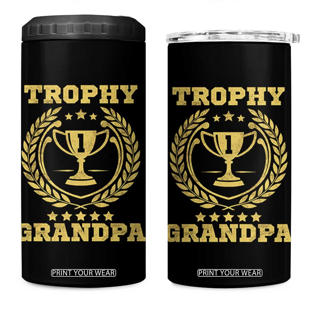 Trophy Grandpa 4 in 1 Can Cooler Tumbler Funny Number One Grandfather TS11 One Size: 16 oz Black Print Your Wear