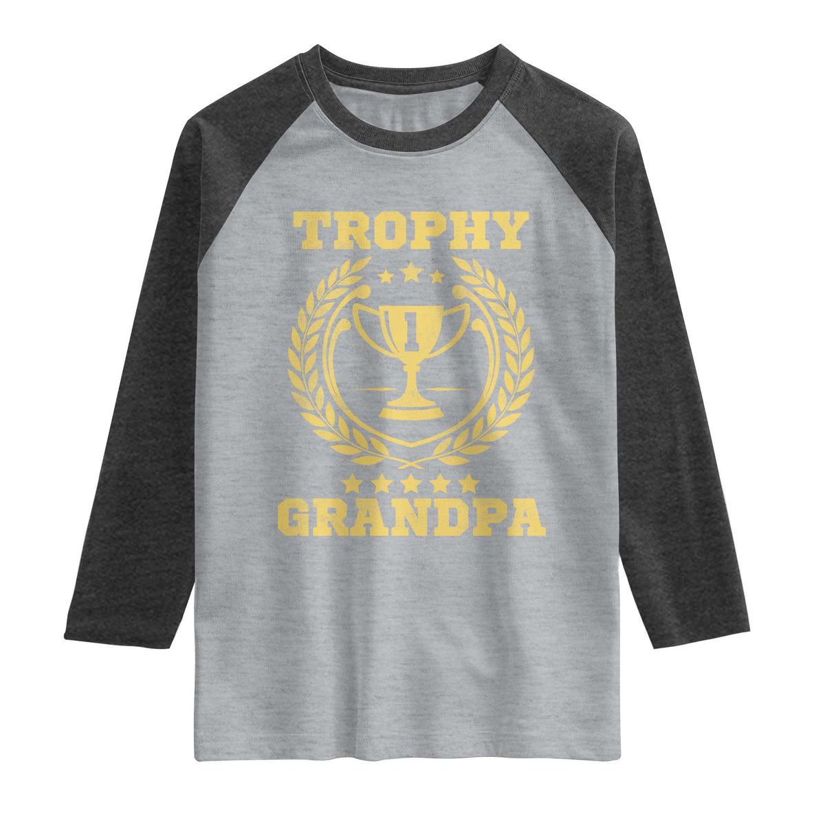 Trophy Grandpa Raglan Shirt Funny Number One Grandfather TS11 Heather Gray Heather Charcoal Print Your Wear