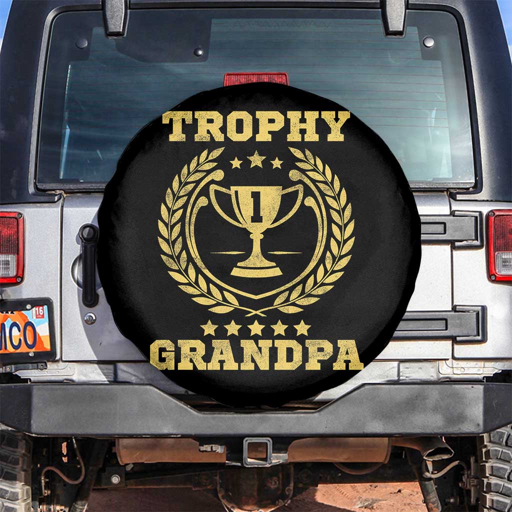 Trophy Grandpa Spare Tire Cover Funny Number One Grandfather TS11 No hole Black Print Your Wear