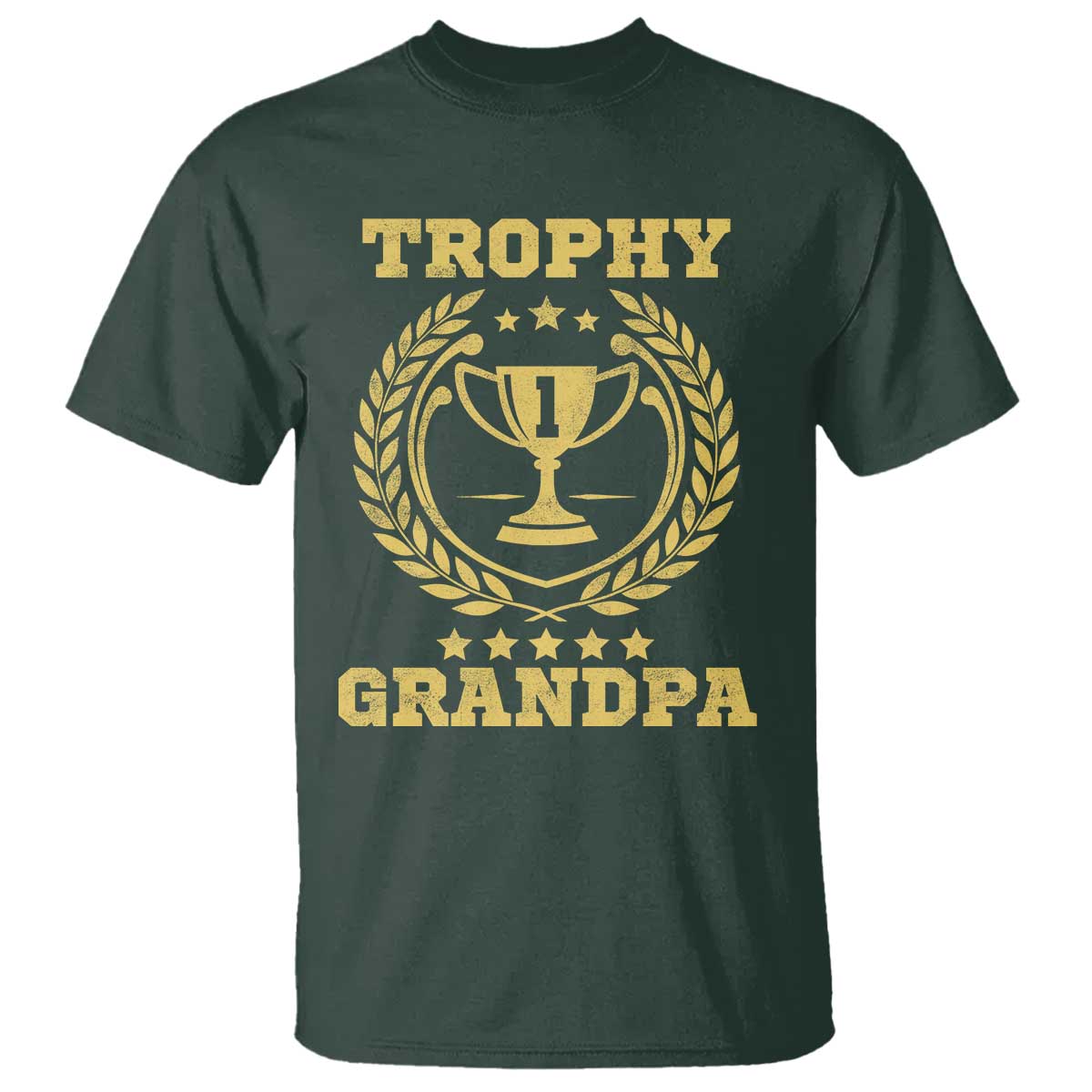 Trophy Grandpa T Shirt Funny Number One Grandfather TS11 Dark Forest Green Print Your Wear