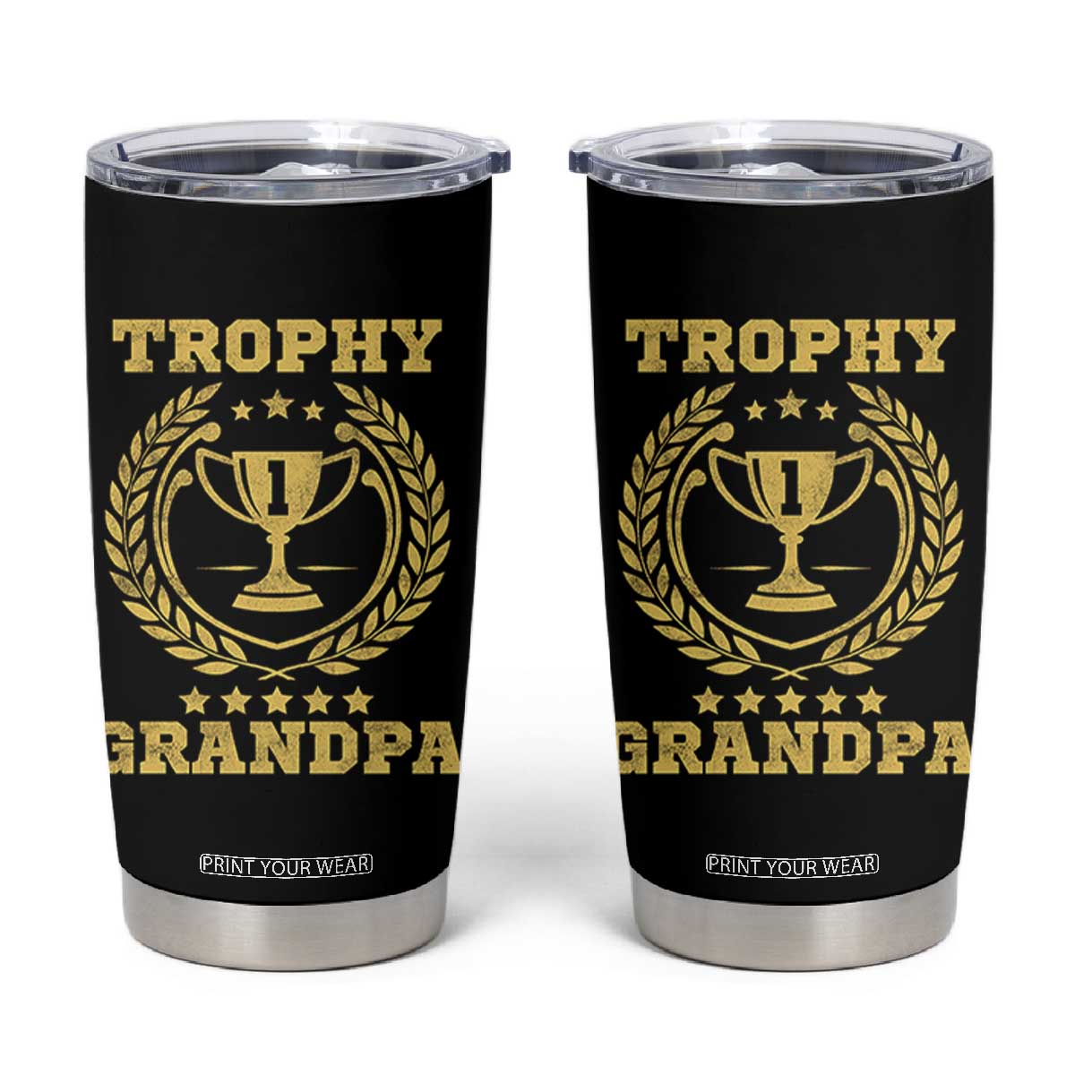 Trophy Grandpa Tumbler Cup Funny Number One Grandfather TS11 Black Print Your Wear