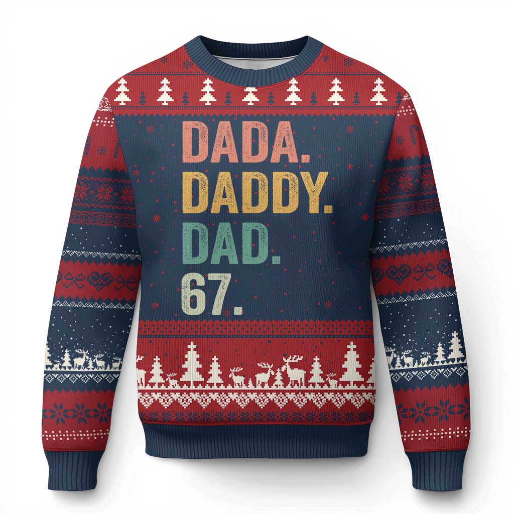 Dada Daddy Dad 67 Ugly Christmas Sweater Funny Six Seven Father's Day TS11 Navy Red Print Your Wear