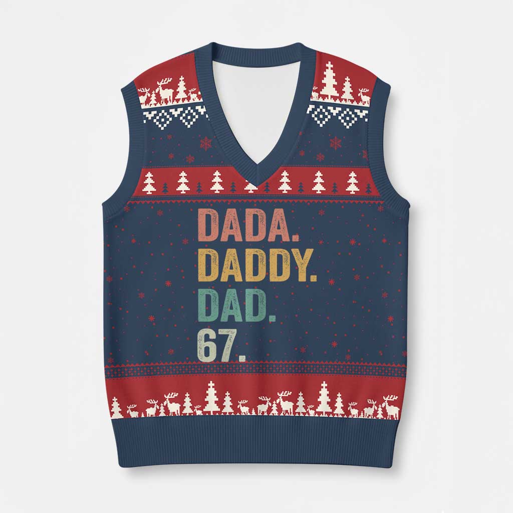 Dada Daddy Dad 67 V-Neck Knit Sweater Vest Funny Six Seven Father's Day TS11 Navy Red Print Your Wear