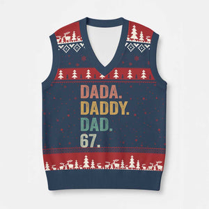 Dada Daddy Dad 67 V-Neck Knit Sweater Vest Funny Six Seven Father's Day TS11 Navy Red Print Your Wear