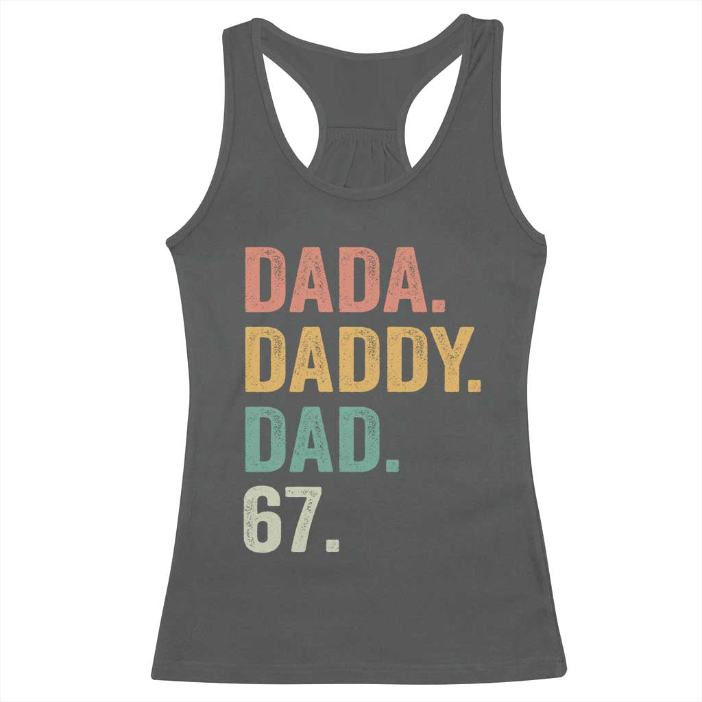 Dada Daddy Dad 67 Racerback Tank Top Funny Six Seven Father's Day TS11 Dark Heather Print Your Wear