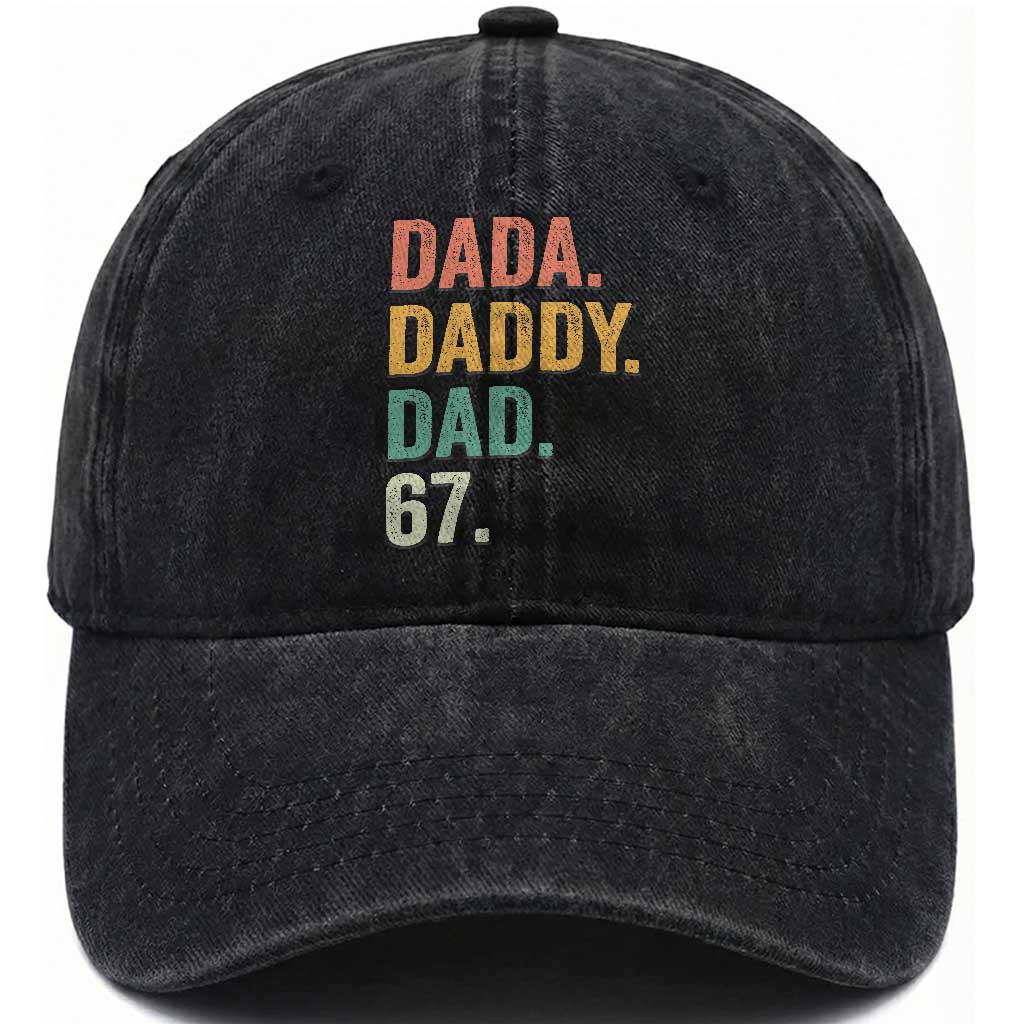 Dada Daddy Dad 67 Washed Cotton Baseball Cap Funny Six Seven Father's Day TS11 Print Your Wear