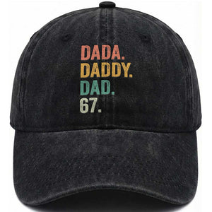 Dada Daddy Dad 67 Washed Cotton Baseball Cap Funny Six Seven Father's Day TS11 Print Your Wear