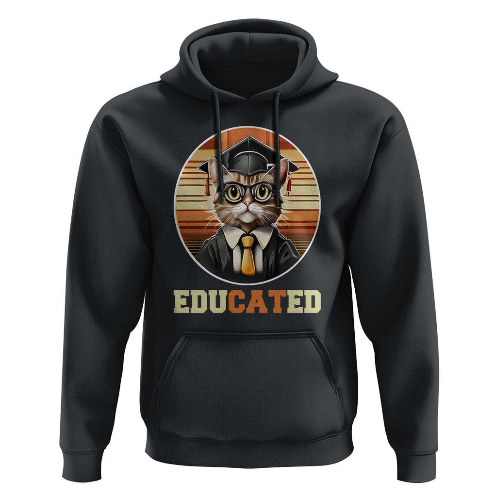 Funny Cat Hoodie Educated Graduation Academic Regalia Cap Gown TS11 Black Print Your Wear