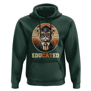 Funny Cat Hoodie Educated Graduation Academic Regalia Cap Gown TS11 Dark Forest Green Print Your Wear