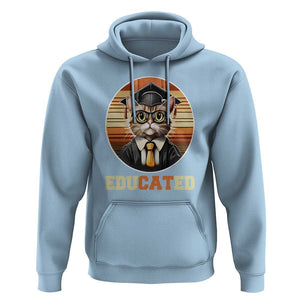 Funny Cat Hoodie Educated Graduation Academic Regalia Cap Gown TS11 Light Blue Print Your Wear
