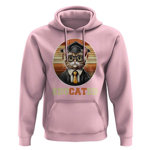 Funny Cat Hoodie Educated Graduation Academic Regalia Cap Gown TS11 Light Pink Print Your Wear
