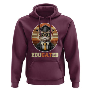 Funny Cat Hoodie Educated Graduation Academic Regalia Cap Gown TS11 Maroon Print Your Wear