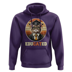 Funny Cat Hoodie Educated Graduation Academic Regalia Cap Gown TS11 Purple Print Your Wear