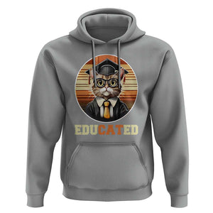 Funny Cat Hoodie Educated Graduation Academic Regalia Cap Gown TS11 Sport Gray Print Your Wear