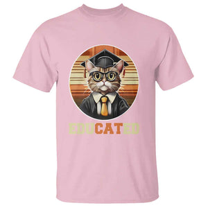 Funny Cat T Shirt Educated Graduation Academic Regalia Cap Gown TS11 Light Pink Print Your Wear