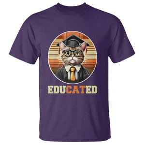 Funny Cat T Shirt Educated Graduation Academic Regalia Cap Gown TS11 Purple Print Your Wear