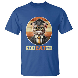 Funny Cat T Shirt Educated Graduation Academic Regalia Cap Gown TS11 Royal Blue Print Your Wear