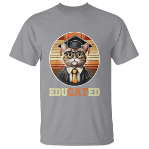 Funny Cat T Shirt Educated Graduation Academic Regalia Cap Gown TS11 Sport Gray Print Your Wear
