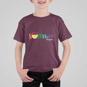 Cute Summer Vacation T Shirt For Kid Hello Summer Happy Last Day Sunshine Lemon TS11 Maroon Print Your Wear