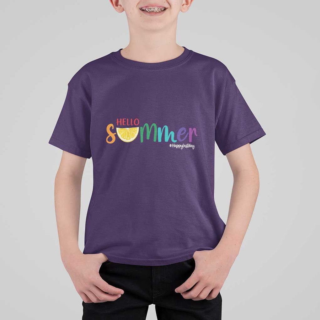 Cute Summer Vacation T Shirt For Kid Hello Summer Happy Last Day Sunshine Lemon TS11 Purple Print Your Wear