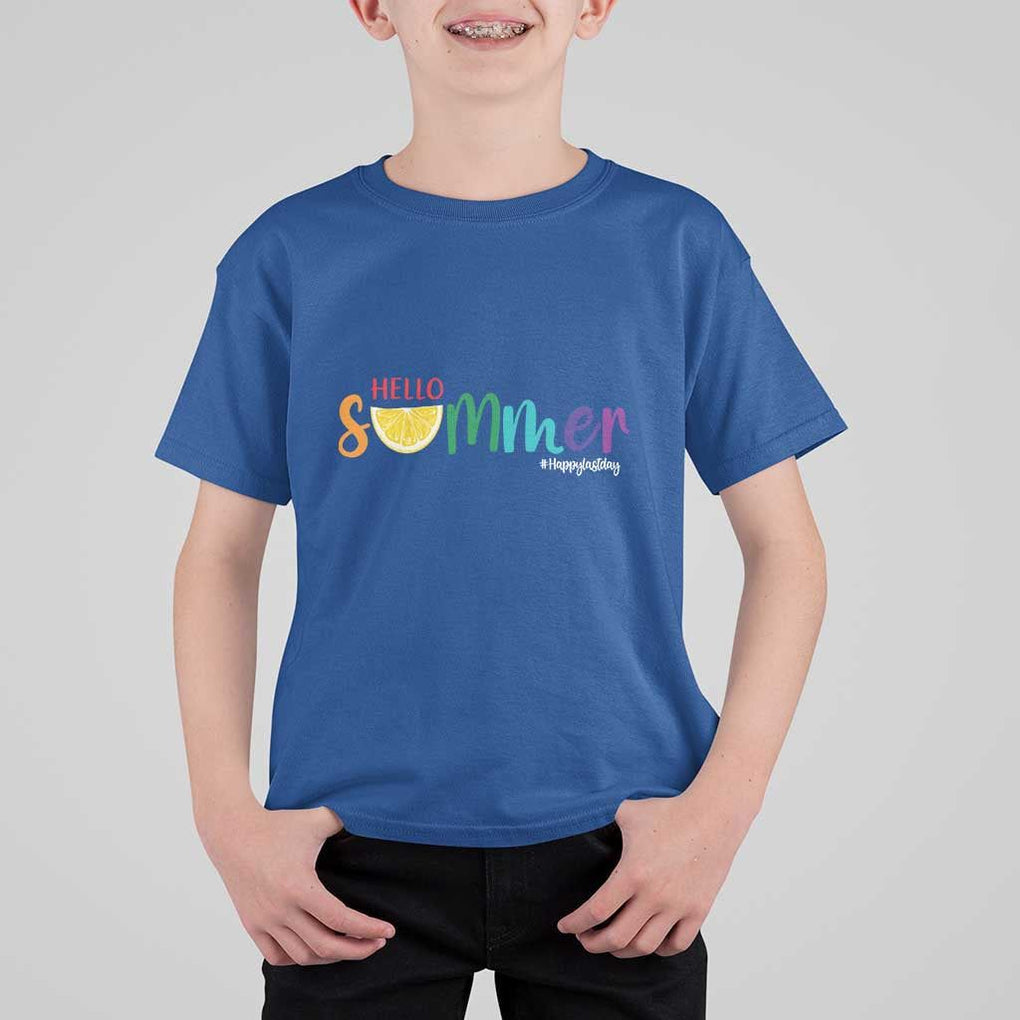 Cute Summer Vacation T Shirt For Kid Hello Summer Happy Last Day Sunshine Lemon TS11 Royal Blue Print Your Wear