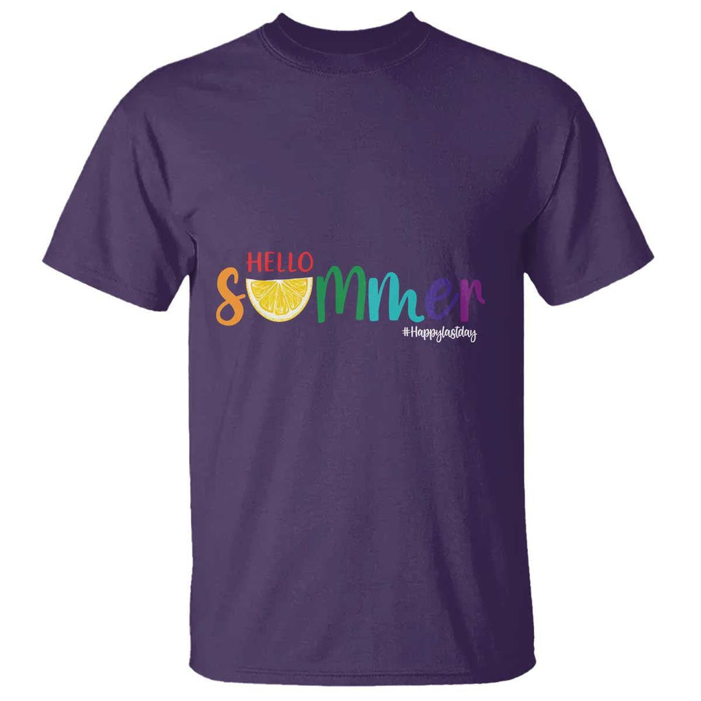 Cute Summer Vacation T Shirt Hello Summer Happy Last Day Sunshine Lemon TS11 Purple Print Your Wear