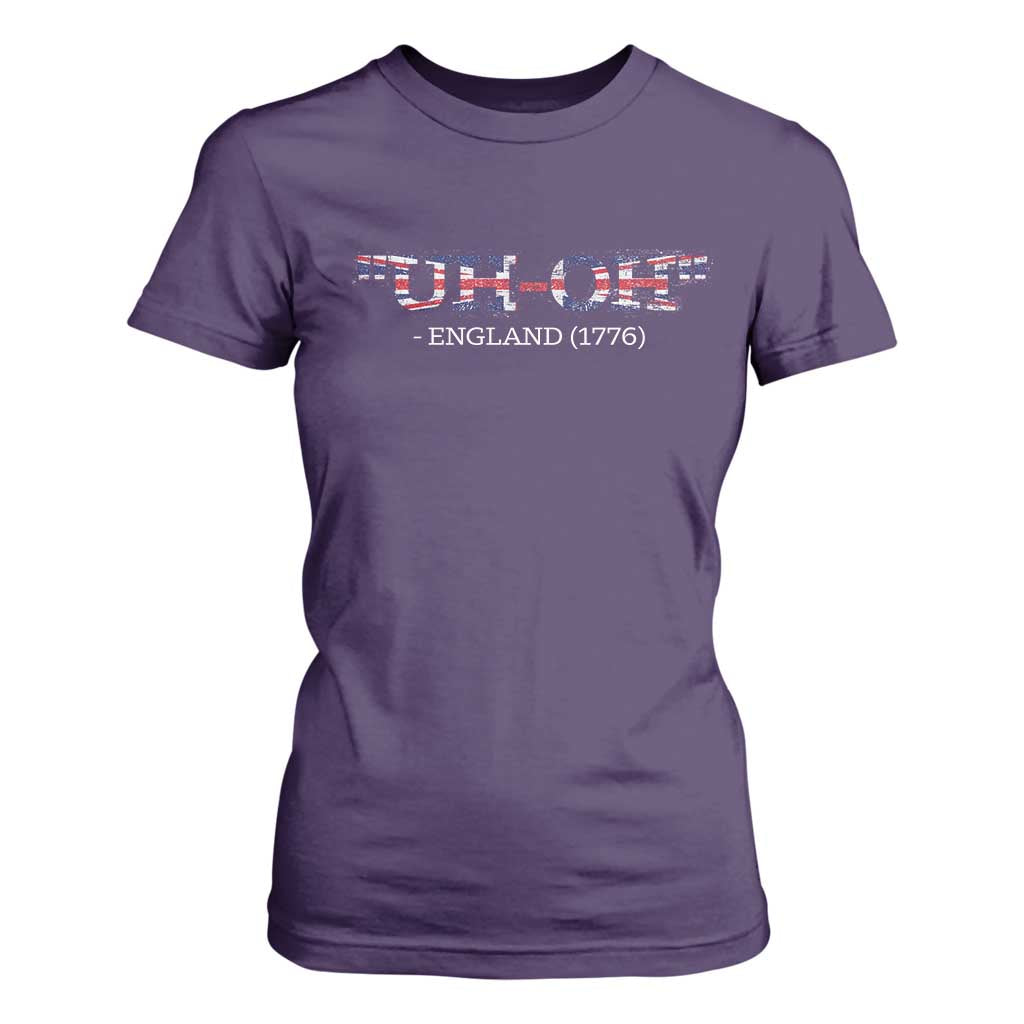 Funny Uh Oh England 1776 T Shirt For Women 4th Of July USA Grunge Union Jack Flag TS11 Purple Print Your Wear