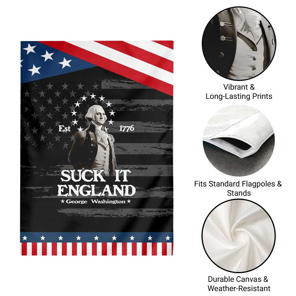Funny Suck It England Patriotic Garden Flag 4th of July 1776 George Washington TS11 Print Your Wear