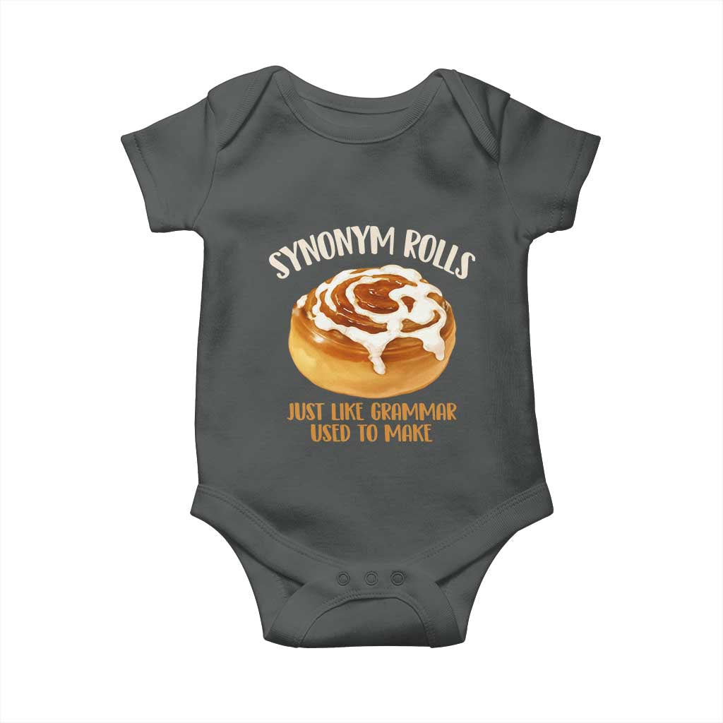 Funny Synonym Rolls Just Like Grammar Used To Make Baby Onesie Cinnamon Rolls Grammar Pun