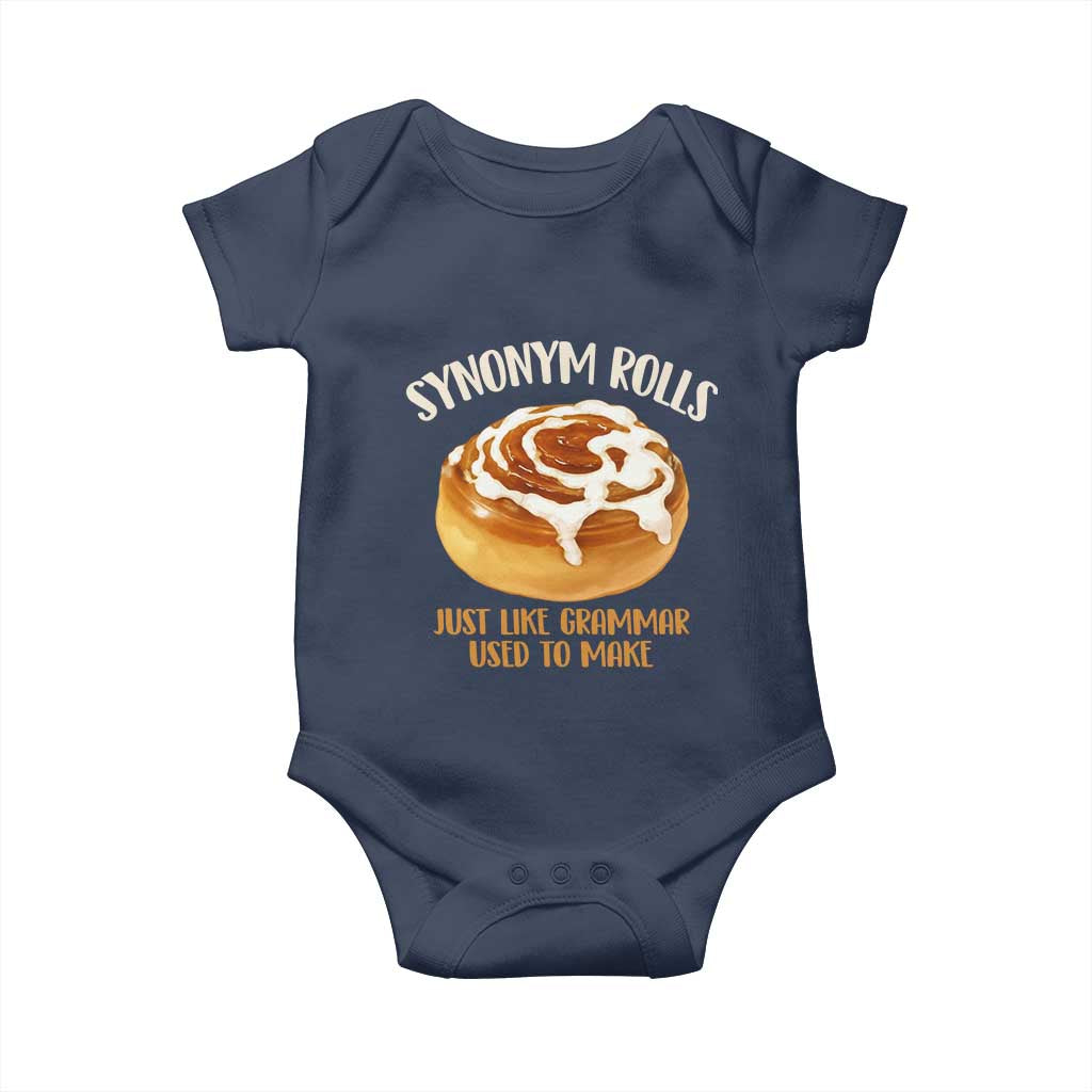 Funny Synonym Rolls Just Like Grammar Used To Make Baby Onesie Cinnamon Rolls Grammar Pun