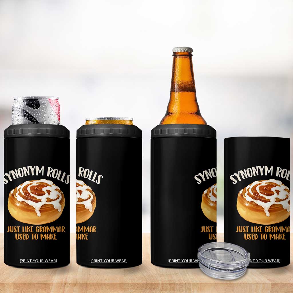 Funny Synonym Rolls Just Like Grammar Used To Make 4 in 1 Can Cooler Tumbler Cinnamon Rolls Grammar Pun