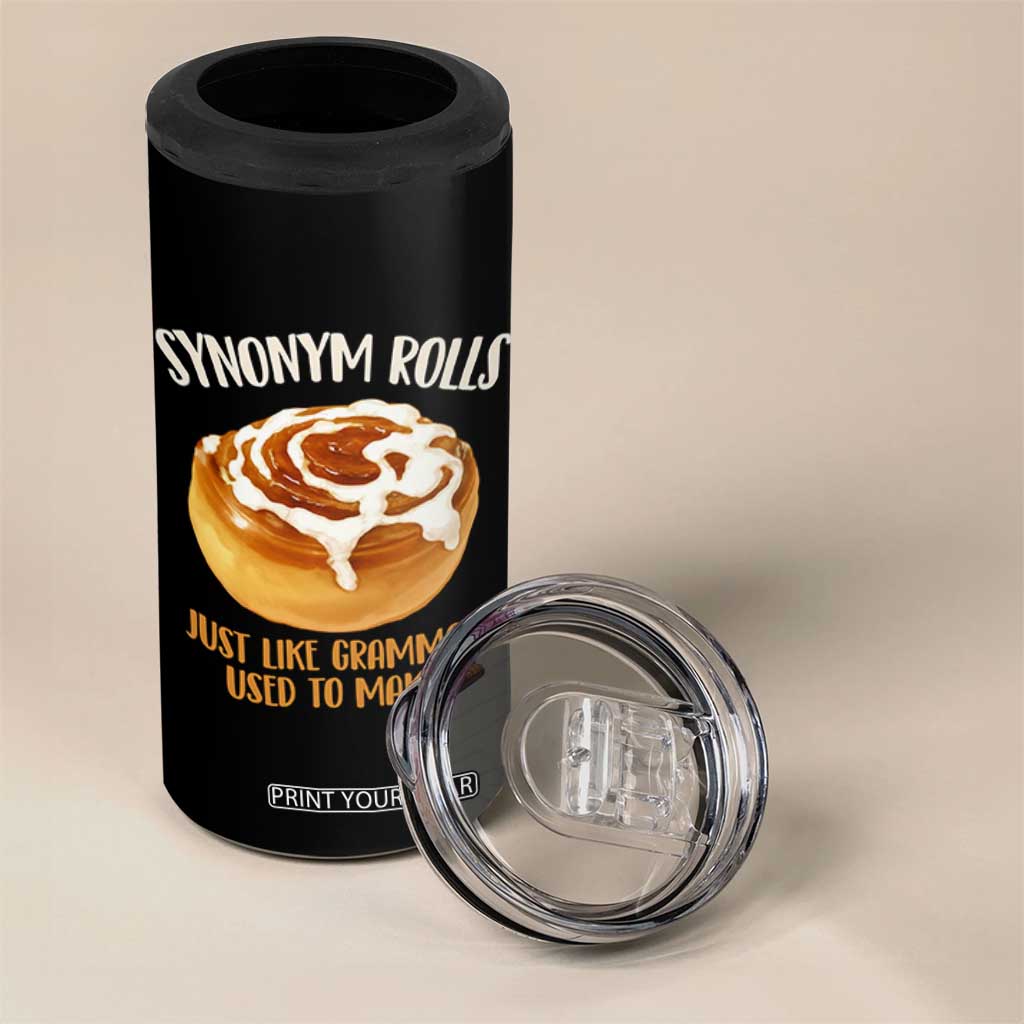 Funny Synonym Rolls Just Like Grammar Used To Make 4 in 1 Can Cooler Tumbler Cinnamon Rolls Grammar Pun