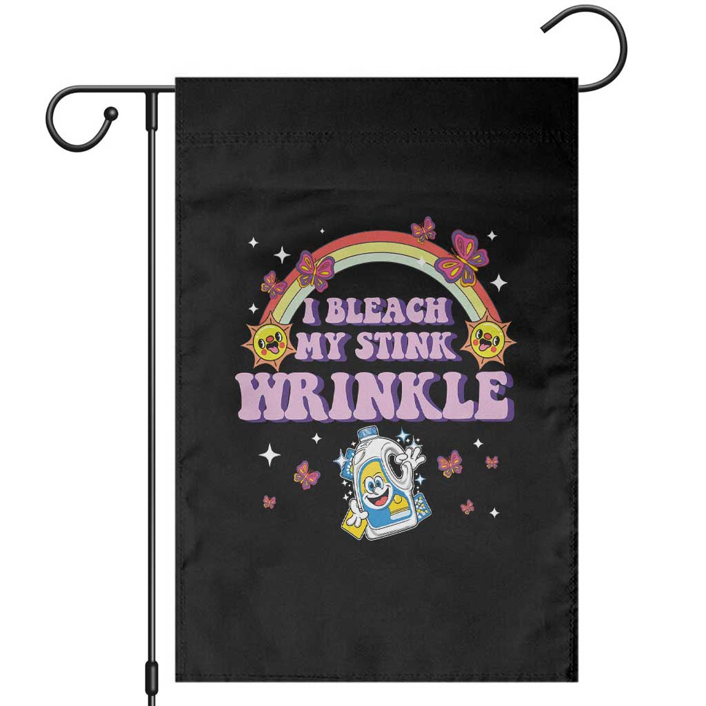 Funny I Bleach My Stink Wrinkle Garden Flag Gag Adult Humor Rainbow Bleach Bottle TS11 Black Print Your Wear