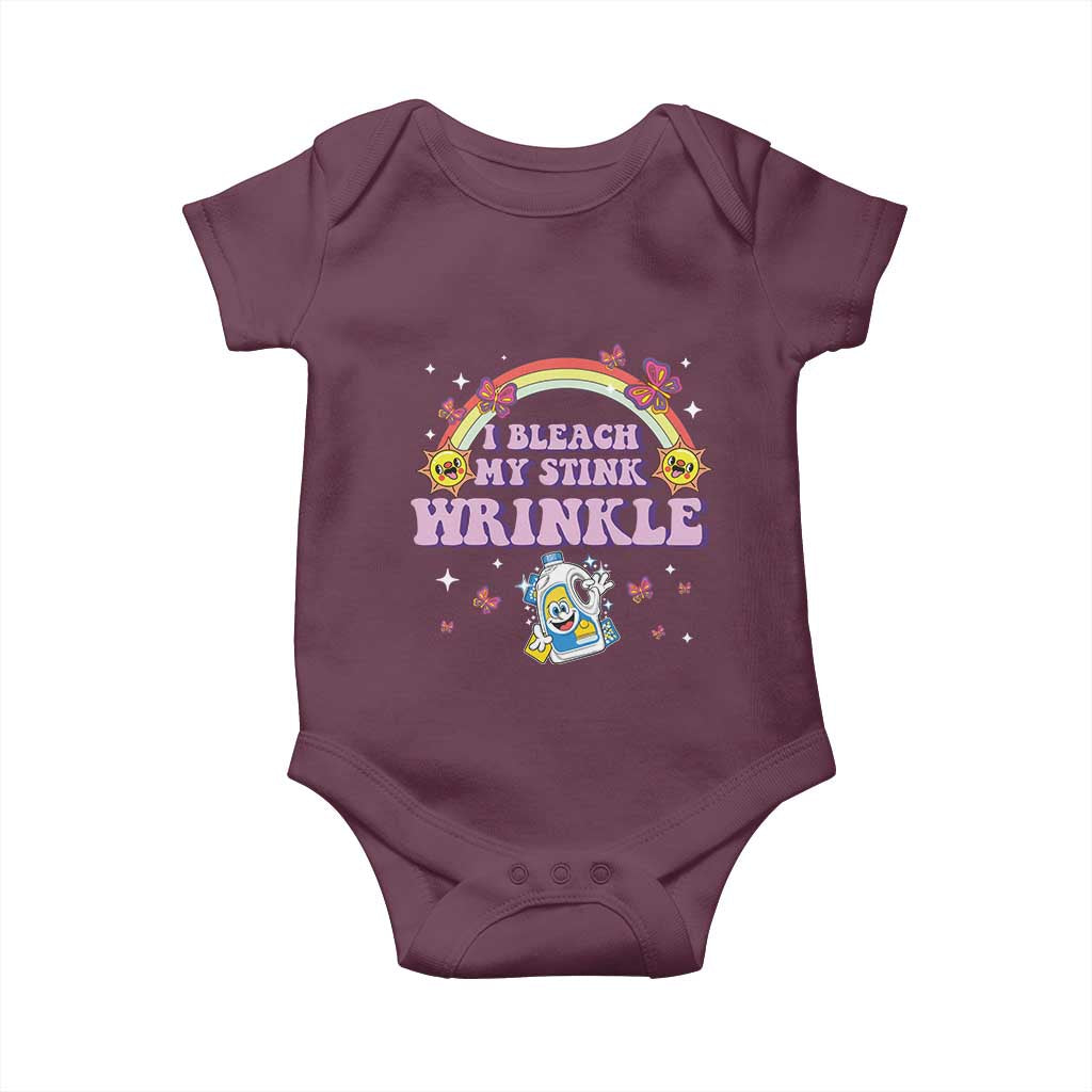 Funny I Bleach My Stink Wrinkle Baby Onesie Gag Adult Humor Rainbow Bleach Bottle TS11 Maroon Print Your Wear