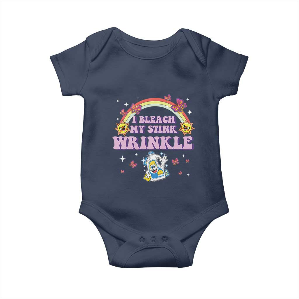 Funny I Bleach My Stink Wrinkle Baby Onesie Gag Adult Humor Rainbow Bleach Bottle TS11 Navy Print Your Wear