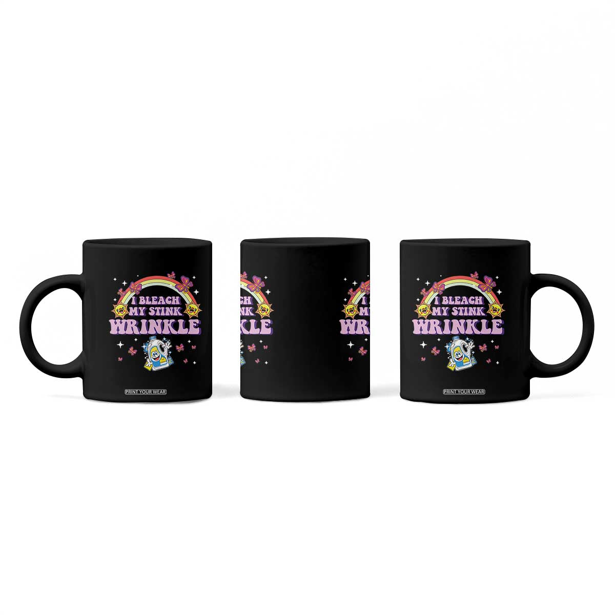 Funny I Bleach My Stink Wrinkle Coffee Mug Gag Adult Humor Rainbow Bleach Bottle TS11 Print Your Wear