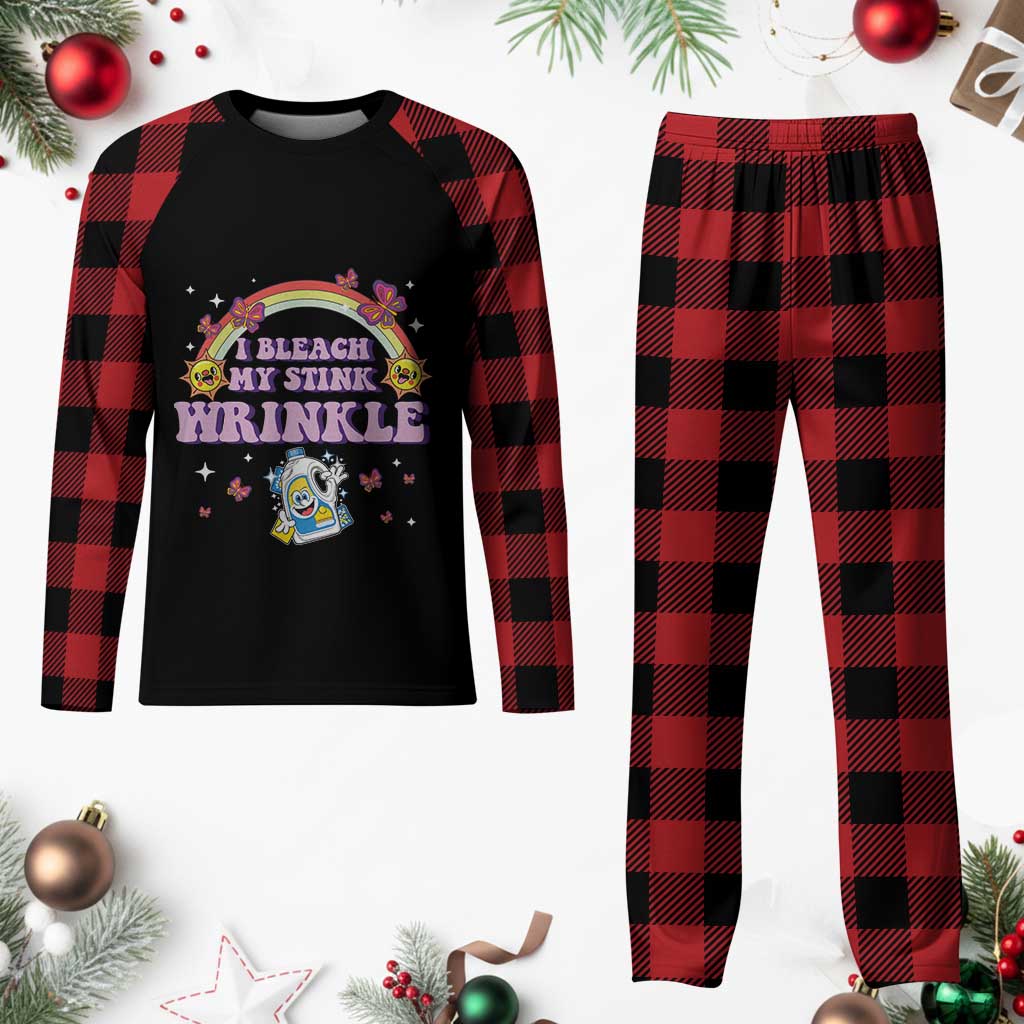 Funny I Bleach My Stink Wrinkle Plaid Pajama Set Gag Adult Humor Rainbow Bleach Bottle TS11 Buffalo Plaid Print Your Wear