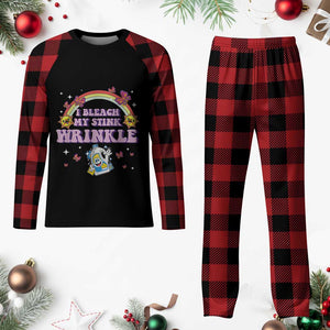 Funny I Bleach My Stink Wrinkle Plaid Pajama Set Gag Adult Humor Rainbow Bleach Bottle TS11 Buffalo Plaid Print Your Wear