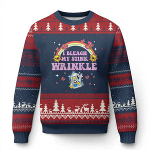Funny I Bleach My Stink Wrinkle Ugly Christmas Sweater Gag Adult Humor Rainbow Bleach Bottle - Print Your Wear