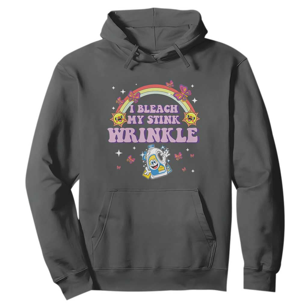 Funny I Bleach My Stink Wrinkle Hoodie Gag Adult Humor Rainbow Bleach Bottle TS11 Dark Heather Print Your Wear