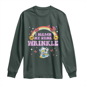 Funny I Bleach My Stink Wrinkle Long Sleeve Shirt Gag Adult Humor Rainbow Bleach Bottle TS11 Dark Forest Green Print Your Wear