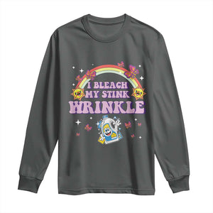 Funny I Bleach My Stink Wrinkle Long Sleeve Shirt Gag Adult Humor Rainbow Bleach Bottle TS11 Dark Heather Print Your Wear