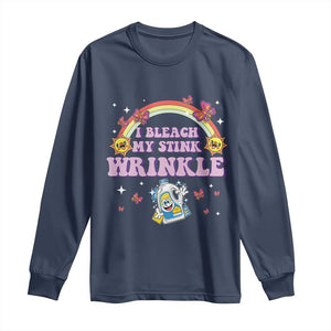 Funny I Bleach My Stink Wrinkle Long Sleeve Shirt Gag Adult Humor Rainbow Bleach Bottle TS11 Navy Print Your Wear