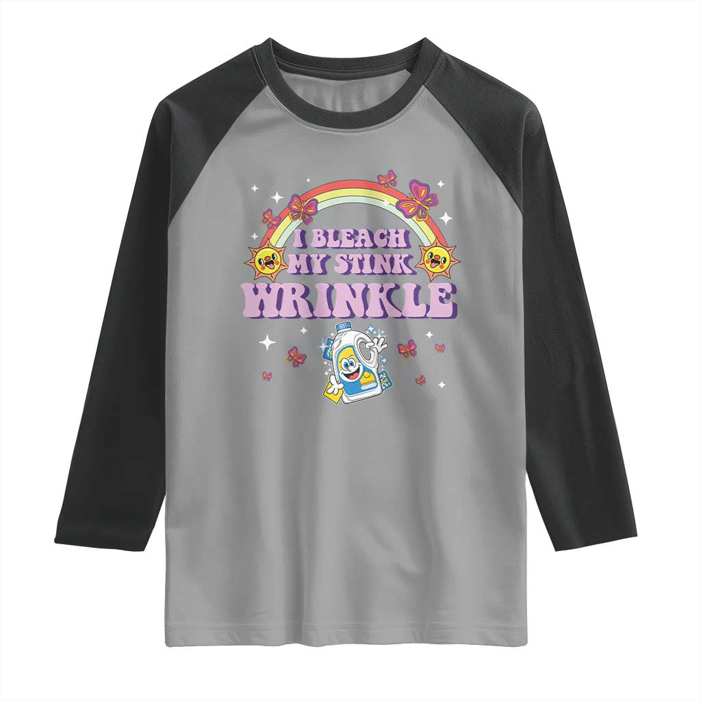 Funny I Bleach My Stink Wrinkle Raglan Shirt Gag Adult Humor Rainbow Bleach Bottle TS11 Sport Gray Black Print Your Wear