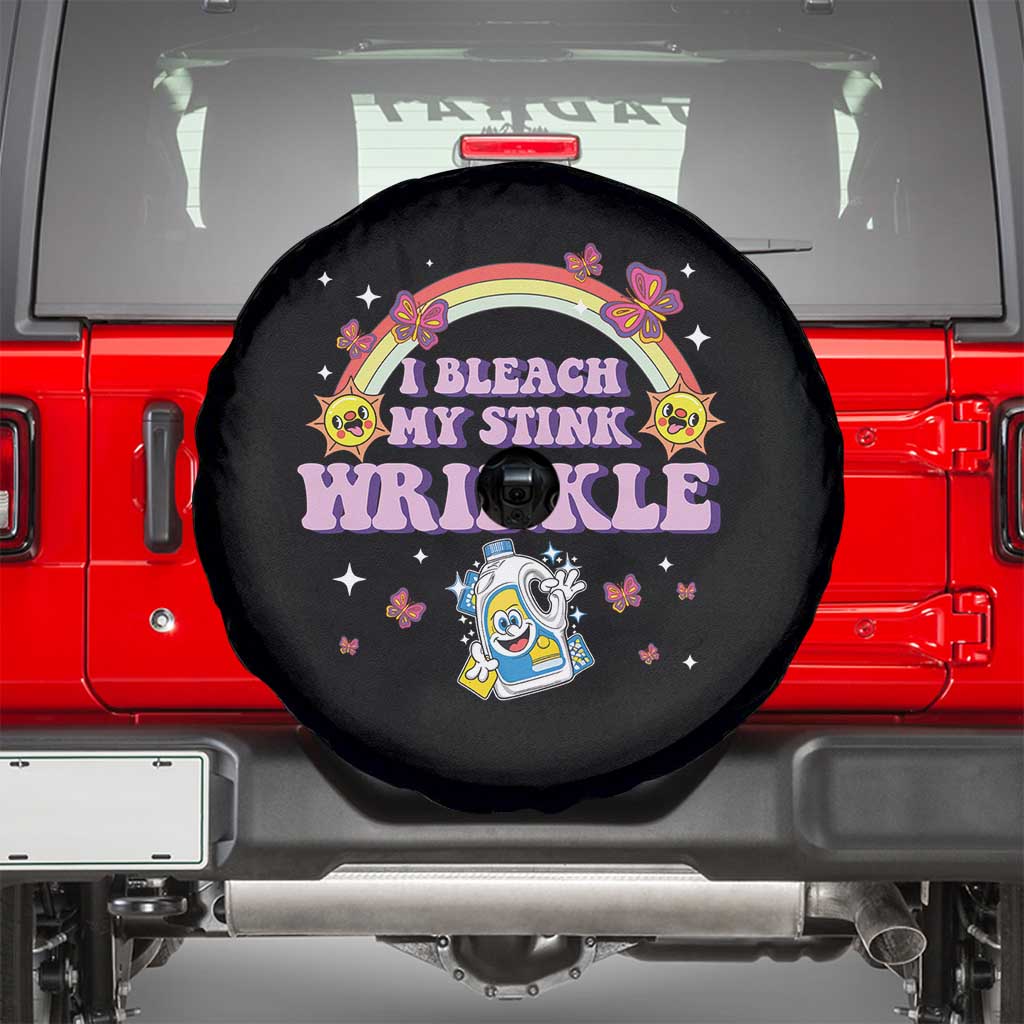 Funny I Bleach My Stink Wrinkle Spare Tire Cover Gag Adult Humor Rainbow Bleach Bottle TS11 Black Print Your Wear